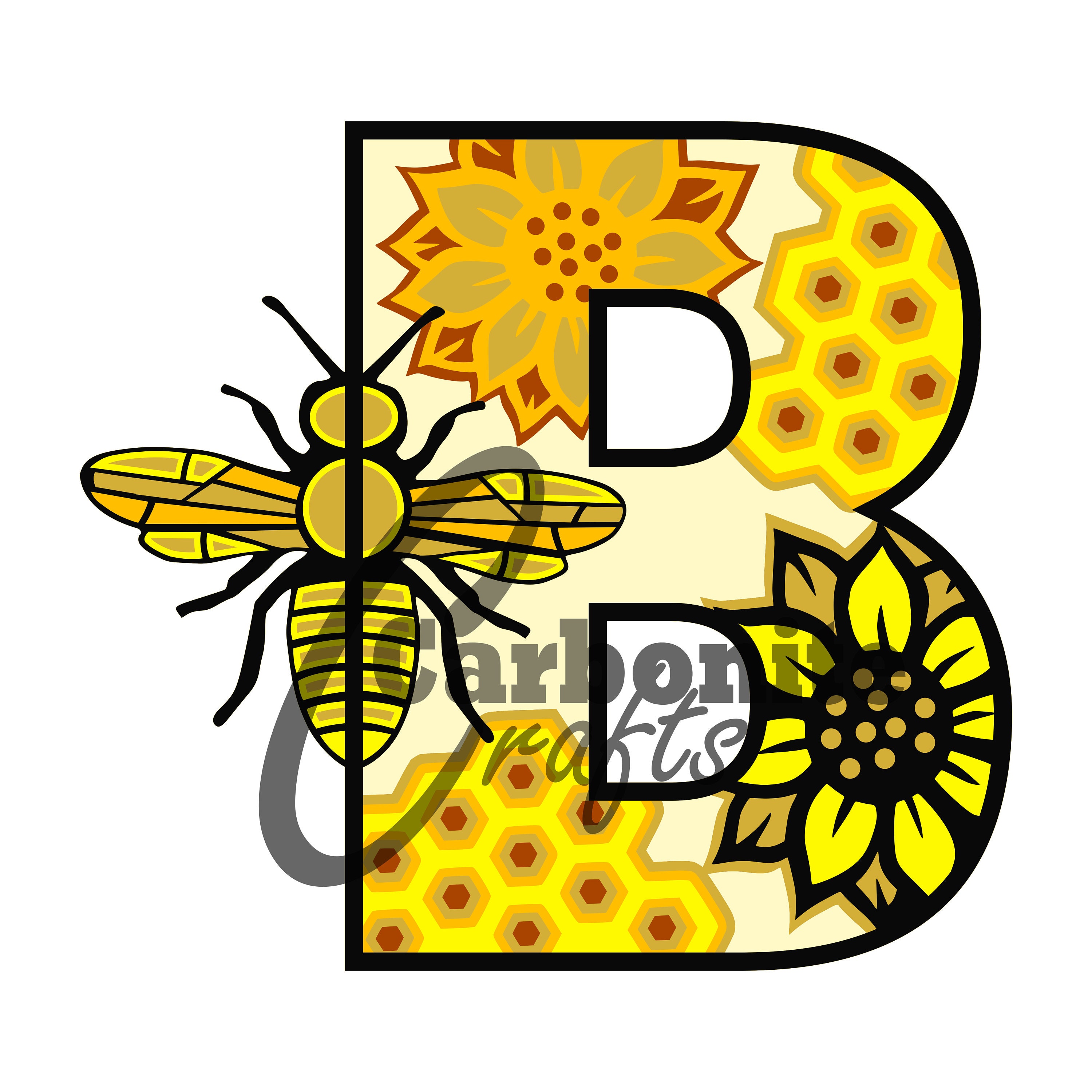 Download 3d Layered Alphabet Mandala Multi Layer Letter B In Honey Etsy