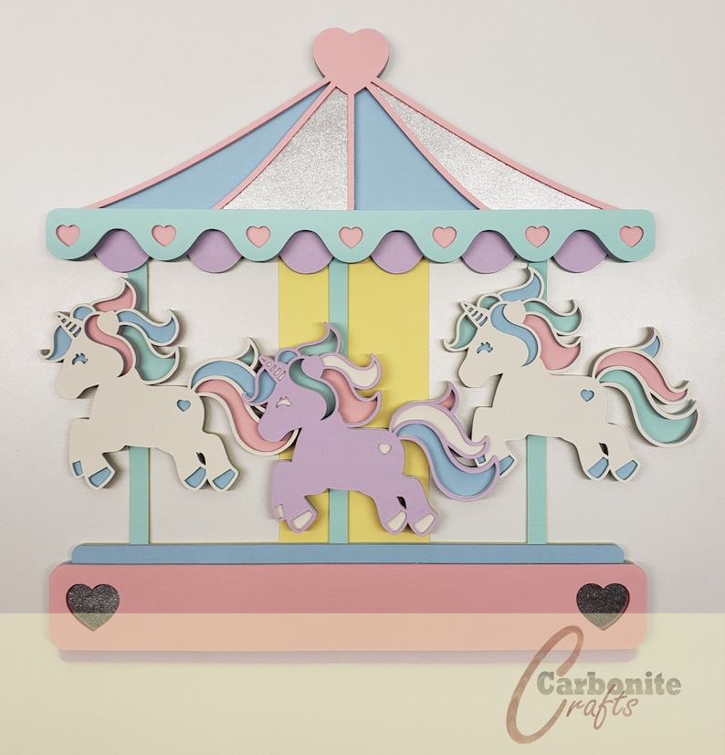 Download 3D Layered Mandala Unicorn Carousel SVG and DXF Cut Files ...