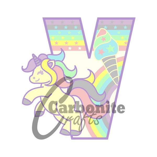 3D Layered Alphabet Mandala – Multi Layer Letter V in Unicorn Design - SVG and DXF Cut File