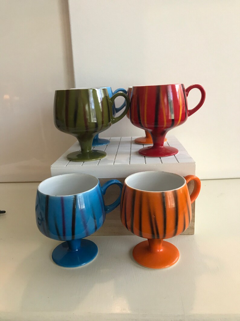 Vintage MCM 195660s Pedestal Coffee Cups Made in Japan Etsy