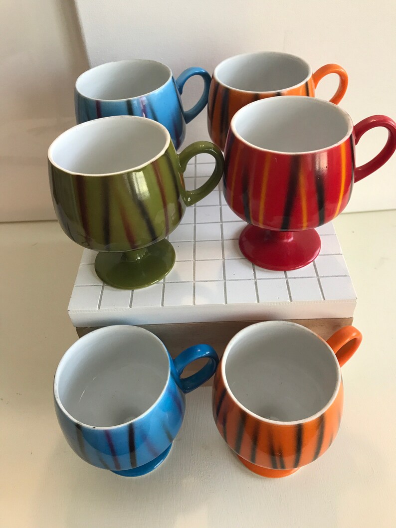 Vintage MCM 195660s Pedestal Coffee Cups Made in Japan Etsy