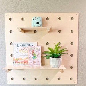 Retail Display Shelf Minimalist Shelving Pegboard Shelf Wood Wall Shelf Peg Board Organization Modern Display Unit Modern Decor