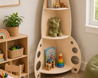 Montessori Toddler Shelf Rocket Ship Shelf for Playroom Unique Toddler Shelf Nursery Decor for Boys Room- HOUSTON