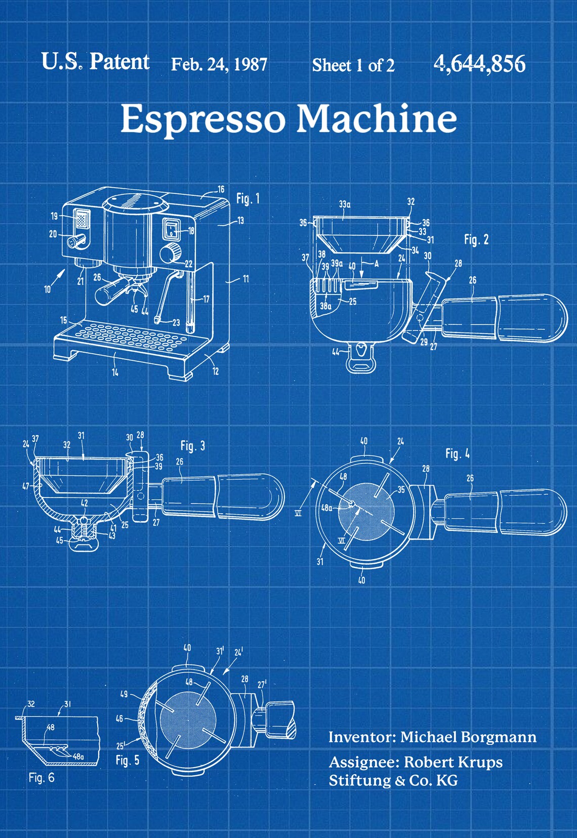 Espresso Machine Patent Print Files Instant Digital Download Etsy
