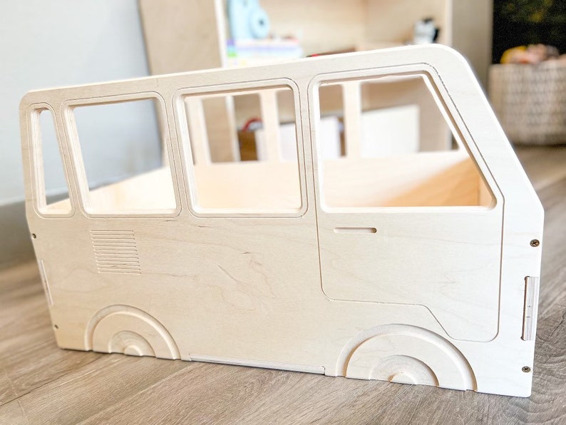 ARLO Wagon Bus Spielzeug Organizer Aufbewahrung für Kleinkinder VW Montessori Holzmöbel Spielzimmer Organisation USA Bild 6