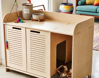 Litter Box Cabinet To fit Popur X5 and S7 Litter Enclosure Cat Box Cat Litter Cabinet Cat House Rabbit Pet Rabbit Litter POPPY POPUR