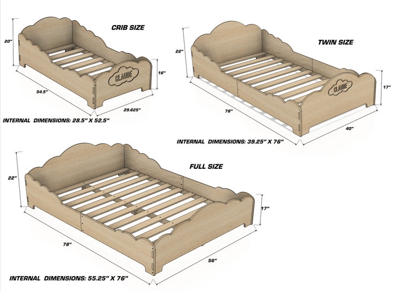 Montessori Floor Bed Wooden Furniture Childrens Floor Bed Toddler Bed Floor Bed Bed w Rails Bed w Slats Cloud Bed Girls Bed CLAUDE image 8