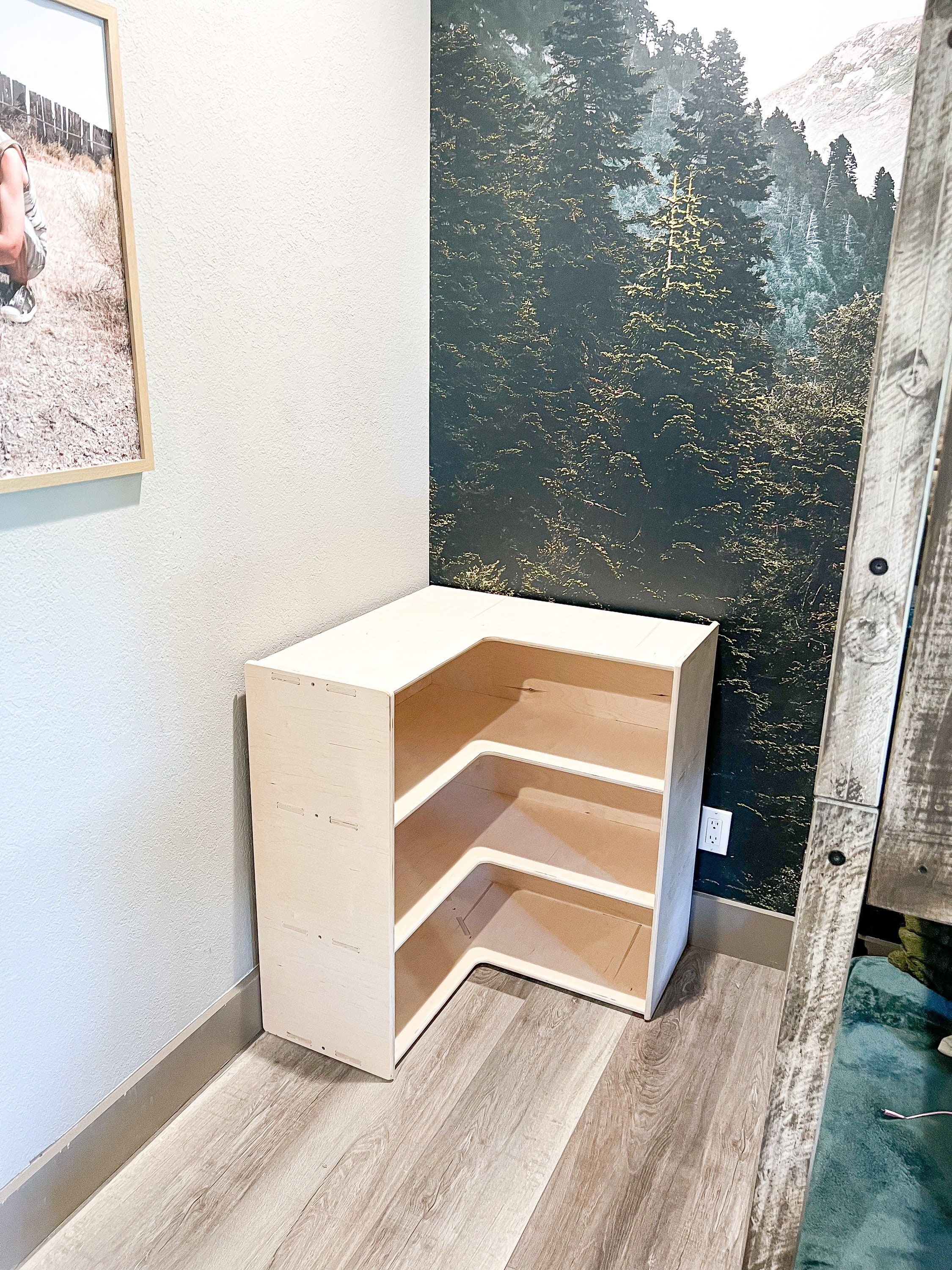 ハンドメイド　2way オモチャ棚　モンテッソーリ　木製棚　w64 角丸み加工 教具棚1段（背板なし） モンテッソーリ 木製棚 食器・家具 Shizu工房