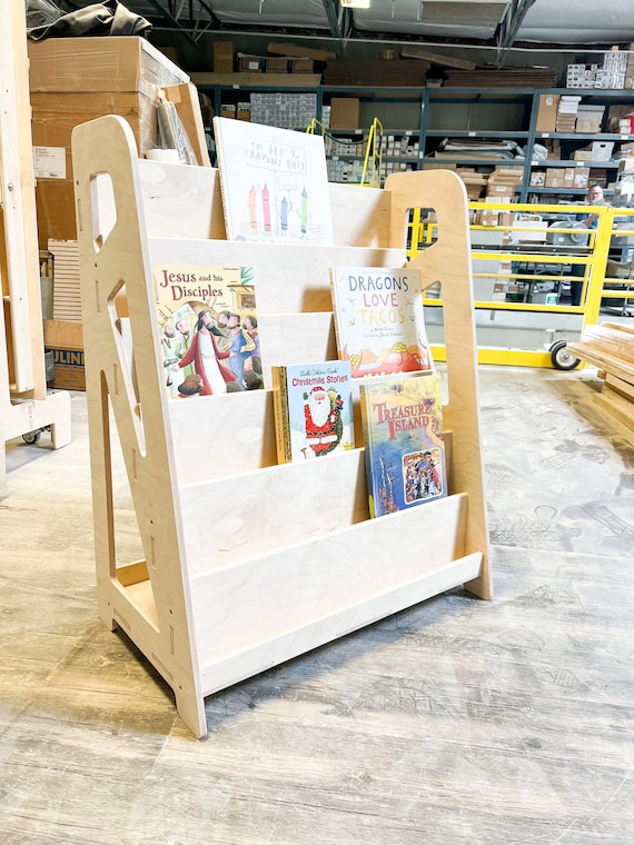 Montessori wooden bookshelf discount