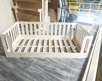 Montessori Bodenbett für Kleinkinder Holzmöbel Kinderbett Bodenbett Kleinkindbett für Bodenbett mit Lattenrost AVI *Krippengröße*