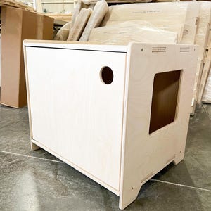Cat Litter Box for Cats Hidden Litter Fits Most Litter Boxes Reversible Door Side Entry Litter Enclosure- LITTER CUBBY