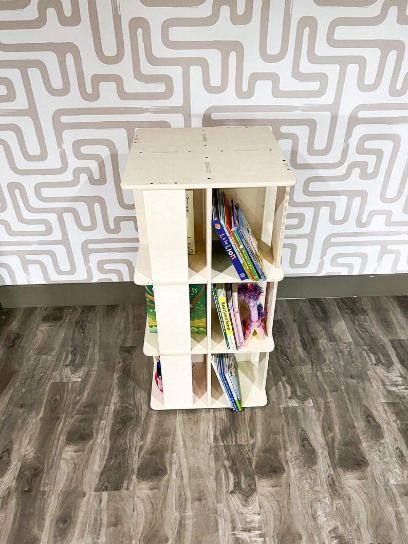 Montessori Bookshelf Rotating Shelf Montessori Furniture Wooden Children's Furniture Rotating Book Display Classroom Furniture LAZY SUZAN Bild 3