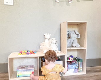 Montessori Storage Cubes: Stackable Modular Playroom Furniture (Set of 2)