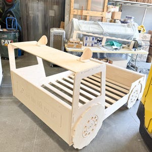Montessori Tractor Bed Toddler, Wooden Floor Bed Frame Kids, Birch Plywood Twin Bed, Farm Theme Bedroom Furniture, Boys Bed O'REILLY image 7