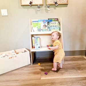 Montessori Bookshelf with Storage Toy Box Toddler Bookcase Montessori Wooden Furniture Montessori Toys Gift for 2 year old LEO image 6