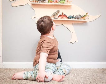 Dinosaur Shelf Wall Mounted Cubbies – Toddler Playroom Dino Decor
