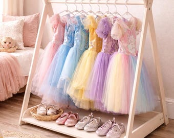 Clothing Rack for Kids Montessori Wooden Clothing Rack for Dress Up Storage Playroom Wardrobe TILLY