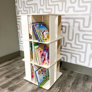 Montessori Bookshelf Rotating Shelf Montessori Furniture Wooden Children's Furniture Rotating Book Display Classroom Furniture LAZY SUZAN Bild 2