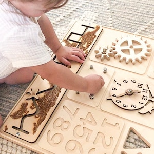 Busy Board Montessori Sensory Toys for Toddlers Kids Busy Board Activity Board for Children Kids Learning Toys Home School Activity  RUBY
