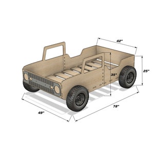 Truck Bed Bronco Bed for Toddlers Montessori Bed Montessori Floor Bed Montessori Furniture Car Bed Boys Room Nursery Bed CAM Twin Size image 9