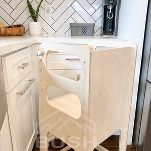 BLAKE- Kids Step Stool – Kitchen Tower Toddler Stool – Montessori Wooden Furniture – Nursery Gift – Adjustable Helper Learning Stool