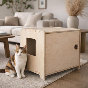 Litter Enclosure for Litter Box Side Entrance Hidden Litter Furniture For Cats LITTER CUBBY