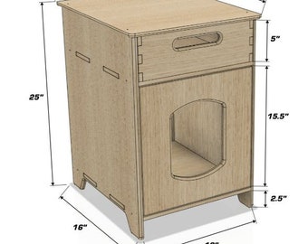Cat Litter Box for Cat Custom Pet Furniture for Cats House for Cats Hidden Litter End Table Cat