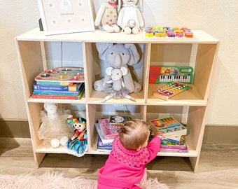 ETHAN- 36" Montessori Toy Storage Cube Shelf - Handmade Toy Storage - Montessori Wooden Furniture - Wooden Toy Organizer - Book Shelf - USA