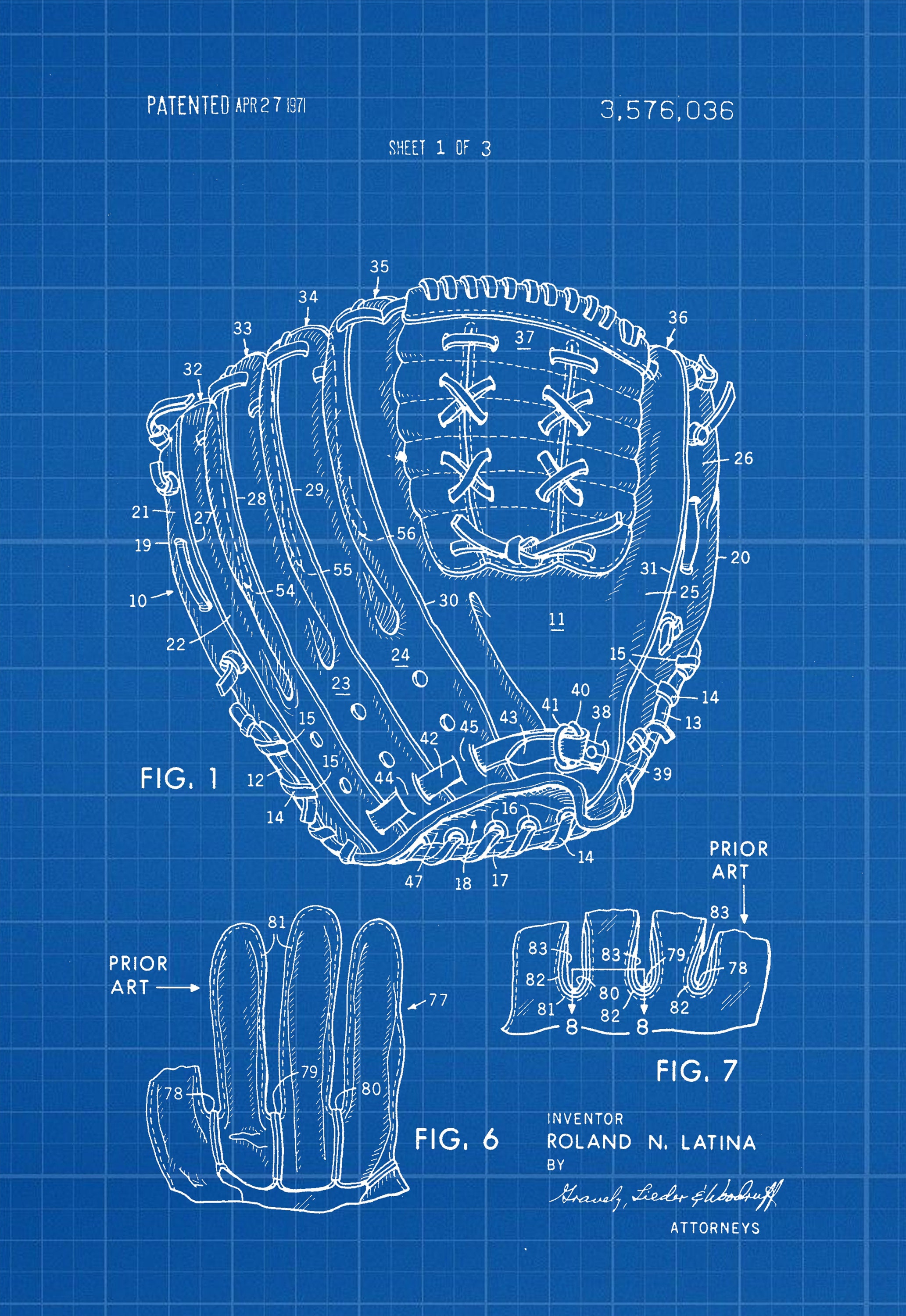 Baseball Glove Patent Print Files Instant Digital Download Etsy