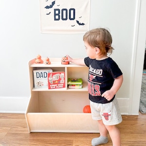 Montessori Toy Shelf with Storage Bin Toddler Toy Organizer Montessori Toyshelf Montessori Toys 2 year old Toddler Gift Playroom SHELBY