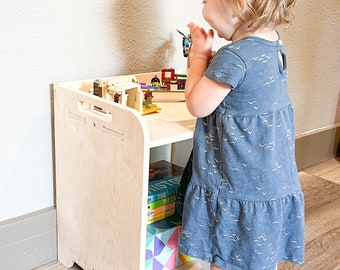 MINNIE- Montessori Play Tray | Montessori Furniture | Wooden Tray | Montessori Shelf | Kids Play Shelf | Nursery Gift| USA!