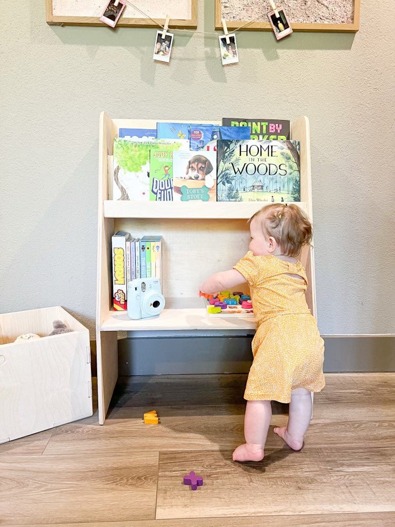 Montessori Bookshelf with Storage Toy Box Toddler Bookcase Montessori Wooden Furniture Montessori Toys Gift for 2 year old LEO image 8