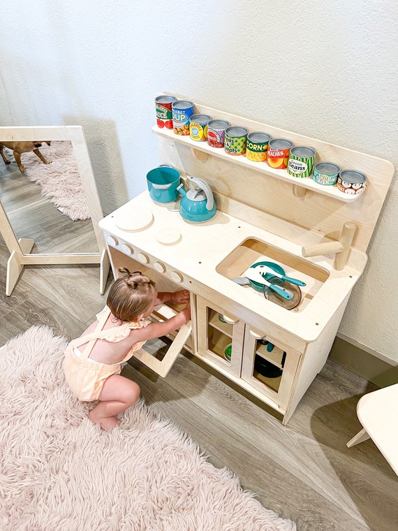 GIA- Montessori Furniture Kitchen – Toddler Play Kitchen – Montessori Activity Center – Kids Wooden Kitchen- Minimalist Kitchen