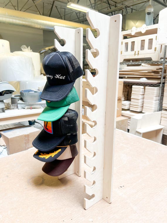Wooden Cap Rack: Baltic Birch Plywood Hat Storage for Him