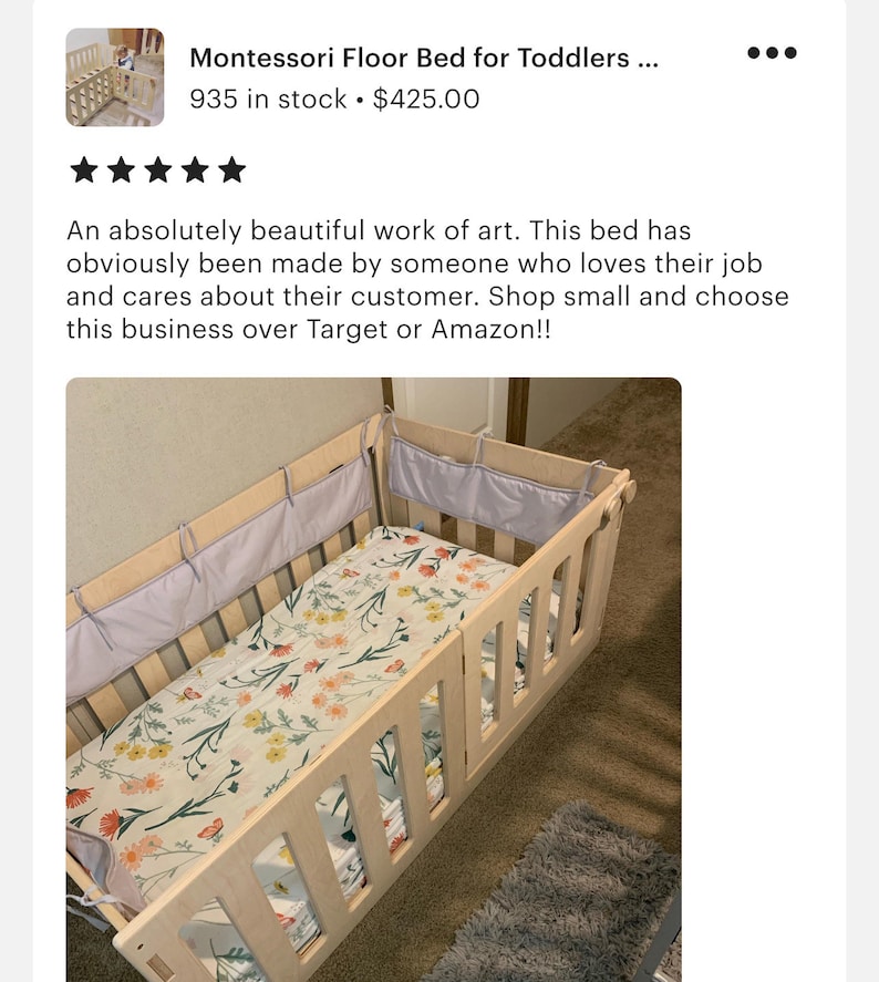 Montessori Floor Bed for Toddlers Wooden Furniture Childrens Floor Bed