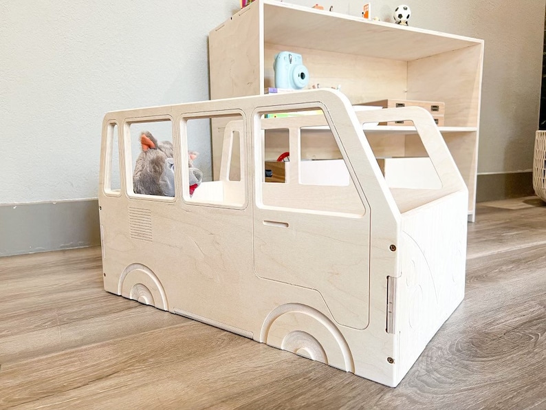 ARLO Wagon Bus Spielzeug Organizer Aufbewahrung für Kleinkinder VW Montessori Holzmöbel Spielzimmer Organisation USA Bild 1