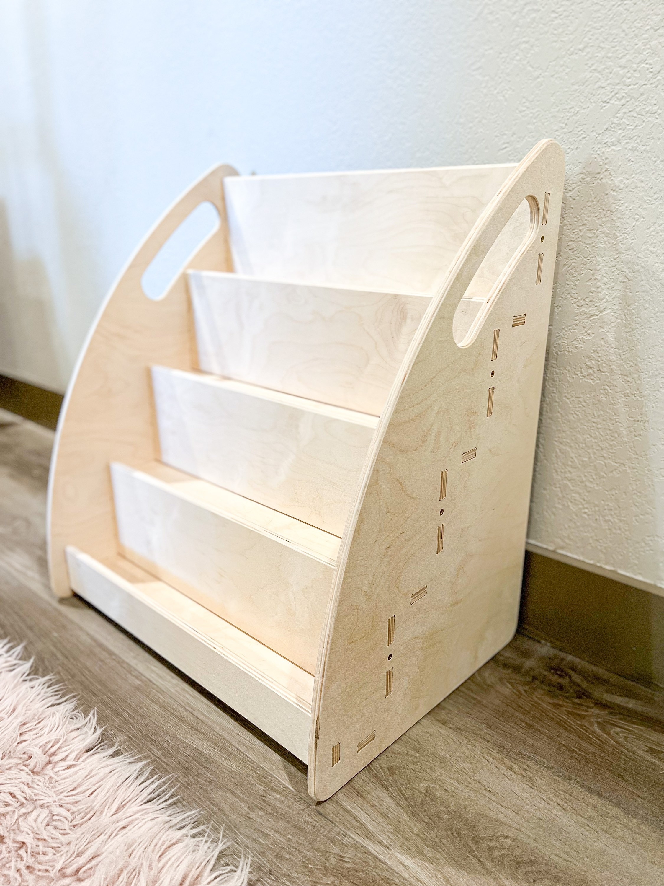 モンテッソーリ木製おもちゃ棚、3段式本棚（子供部屋・プレイルーム