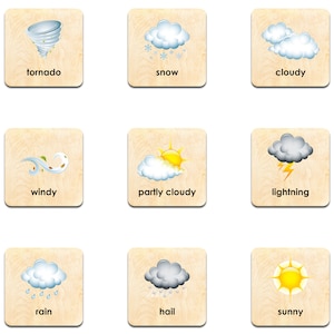 Jeu météo en bois Montessori - Cartes d'apprentissage avec mémoire - Jeu météo pour les tout-petits - Jouets éducatifs en bois - Jeu d'apprentissage pour l'école à la maison - États-Unis
