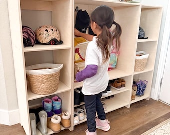 Montessori Schrank für Kleinkind Kleidung Kleidung Lagerung Dress Up Holzmöbel Kleiderschrank für Kinderzimmer HARPER V3