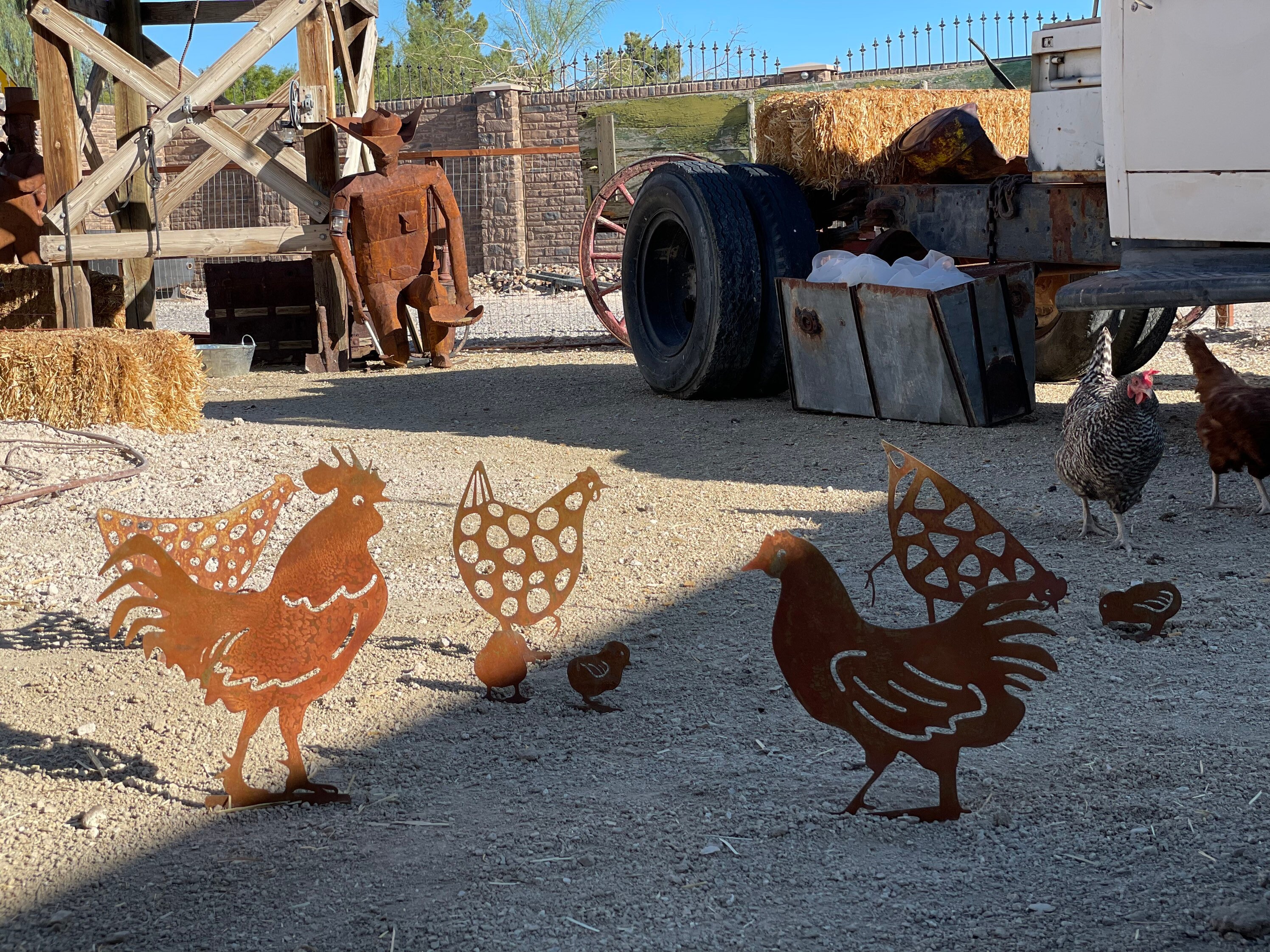 Metal Chickens Garden Stakes Chicken Yard Art Farm Décor Etsy