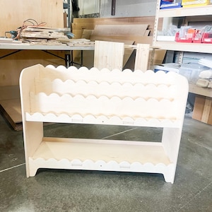 Montessori Bookshelf Toddler Bookcase Montessori Wooden Furniture Nursery Gift Wooden Bookshelf Toddler Birthday Gift- DARLA V2 Scalloped