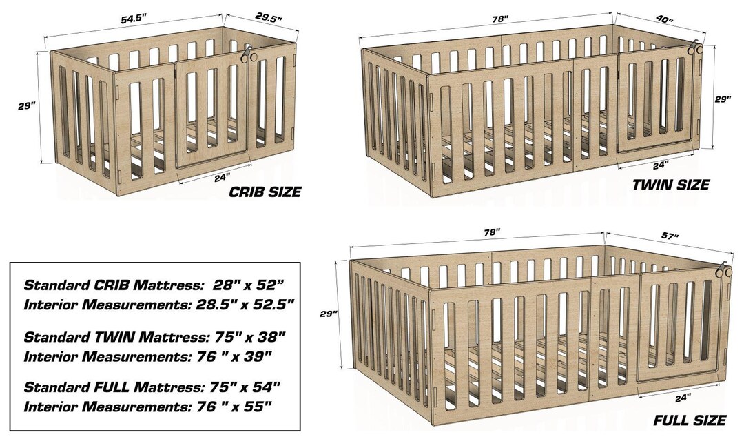 Montessori Floor Bed for Toddlers Wooden Furniture Childrens Floor Bed