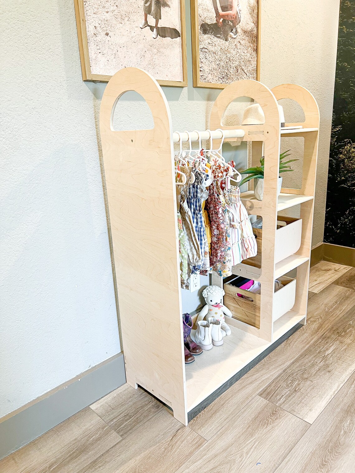 Montessori Furniture Handmade Wooden Clothing Rack for Kids Montessori ...