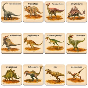 Juego de dinosaurios de madera Montessori - Tarjetas de memoria de dinosaurios - Juego de memoria para niños pequeños - Juguetes educativos de madera - Juego de aprendizaje en el hogar - EE. UU.