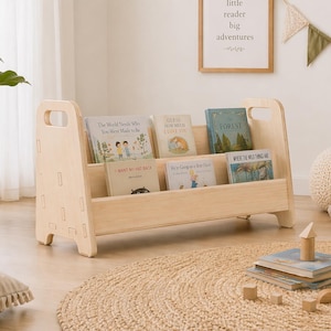 Portable Bookshelf Montessori Front Facing Bookshelf for Classroom or Nursery Wooden Childrens Furniture MICHAEL