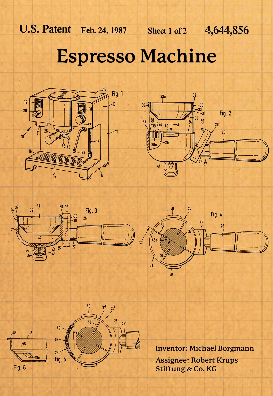 Espresso Machine Patent Print Files Instant Digital Download Etsy