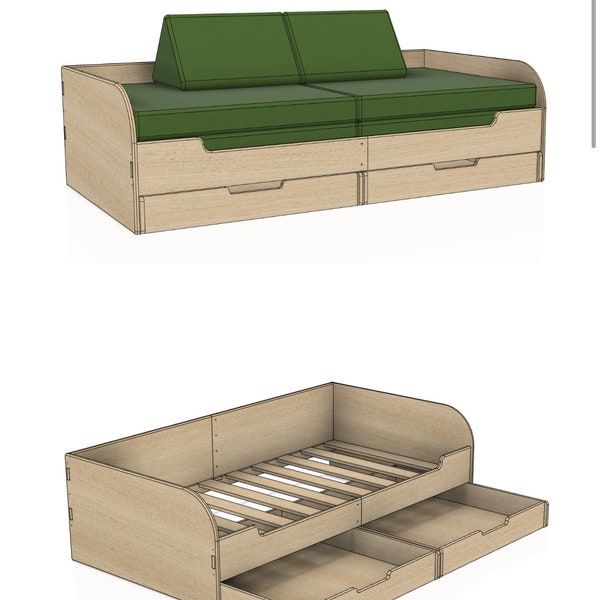 Montessori Floor Bed Wooden Furniture Children’s Floor Bed Toddler Bed Floor Bed Sofa Base Nugget Sofa Nugget Furniture- Custom Size Avail.