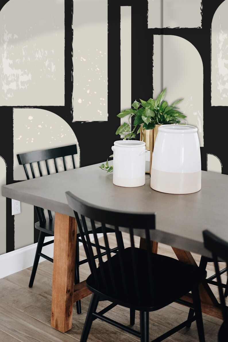 Minimalist Art Deco Black Wallpaper Peel and Stick Wallpaper Etsy