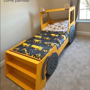 Montessori Tractor Bed Toddler, Wooden Floor Bed Frame Kids, Birch Plywood Twin Bed, Farm Theme Bedroom Furniture, Boys Bed O'REILLY image 8