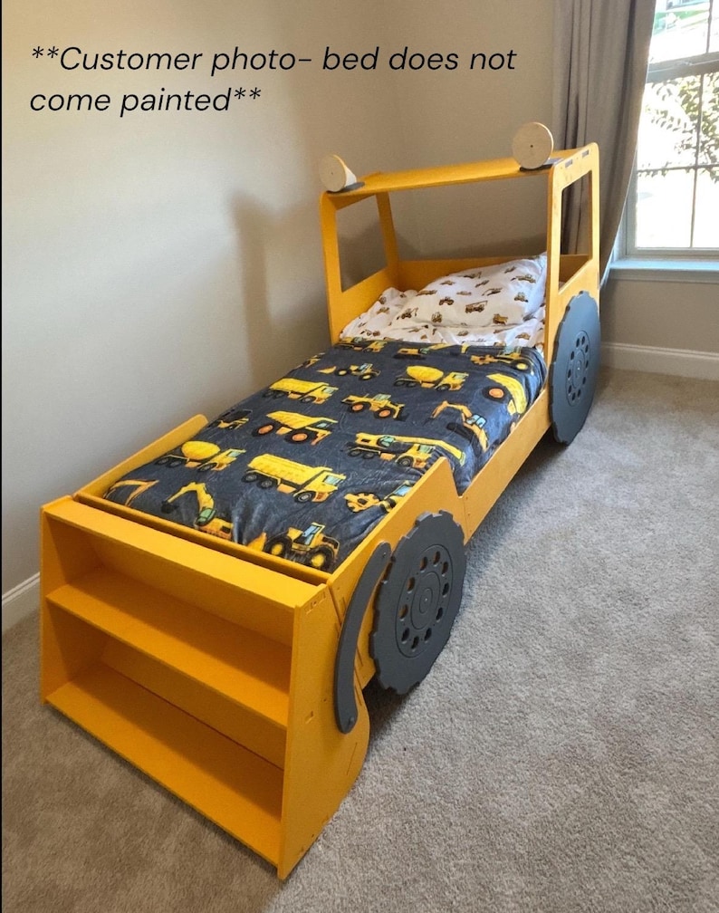 Montessori Tractor Bed Toddler, Wooden Floor Bed Frame Kids, Birch Plywood Twin Bed, Farm Theme Bedroom Furniture, Boys Bed O'REILLY image 8